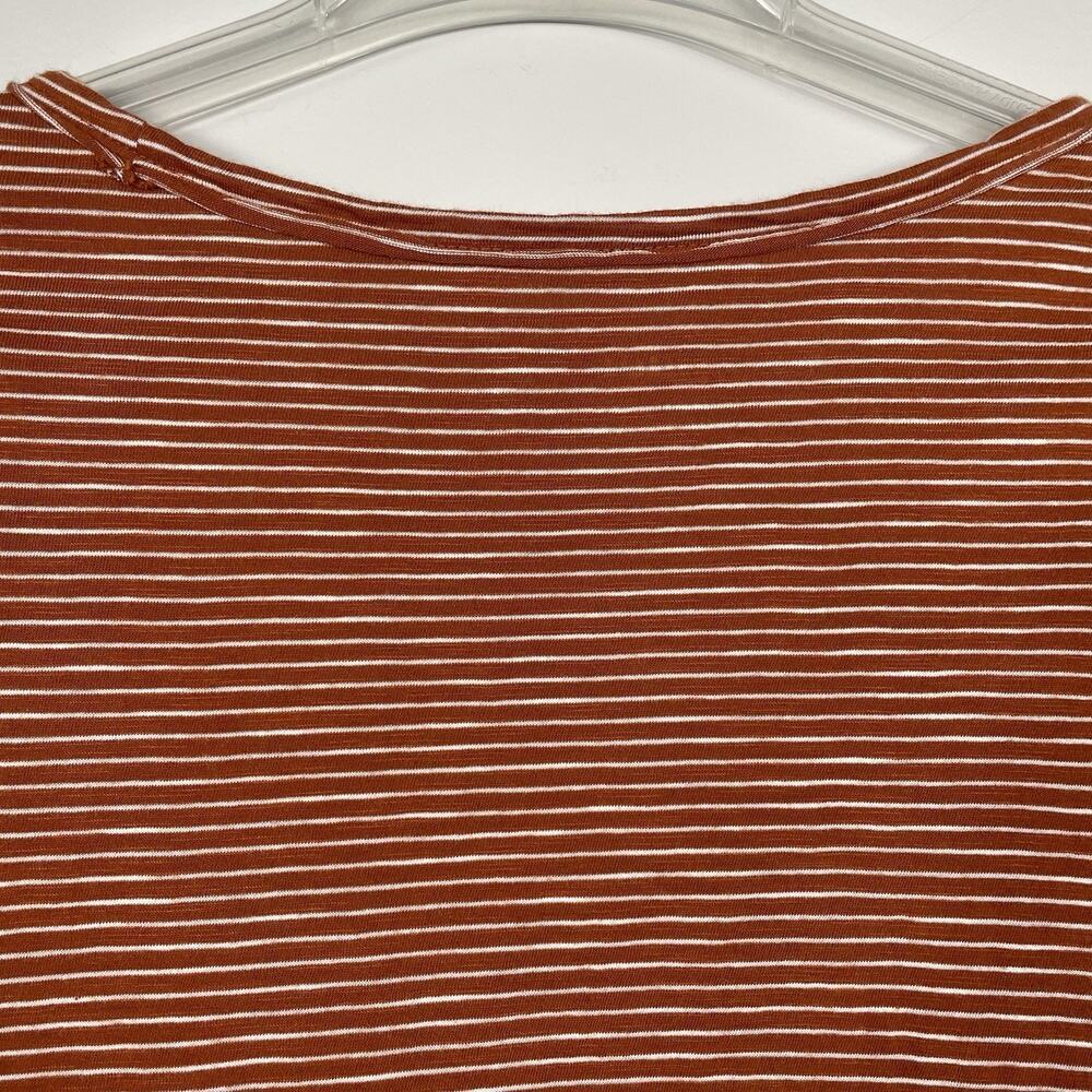 Pact Organic Cotton T-shirt Dress Women's M Burnt Orange Stripe Pockets Nautical - Picture 7 of 8